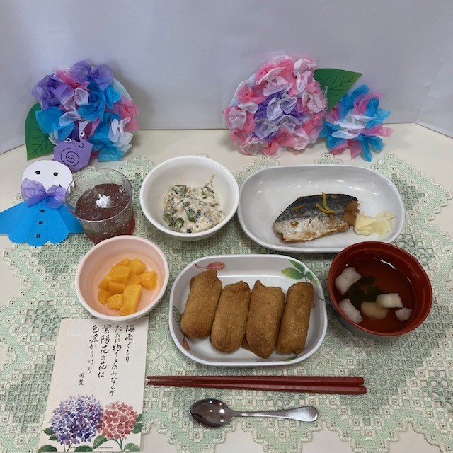 6月のイベント食（紫陽花御膳）＆紫陽花ゼリー