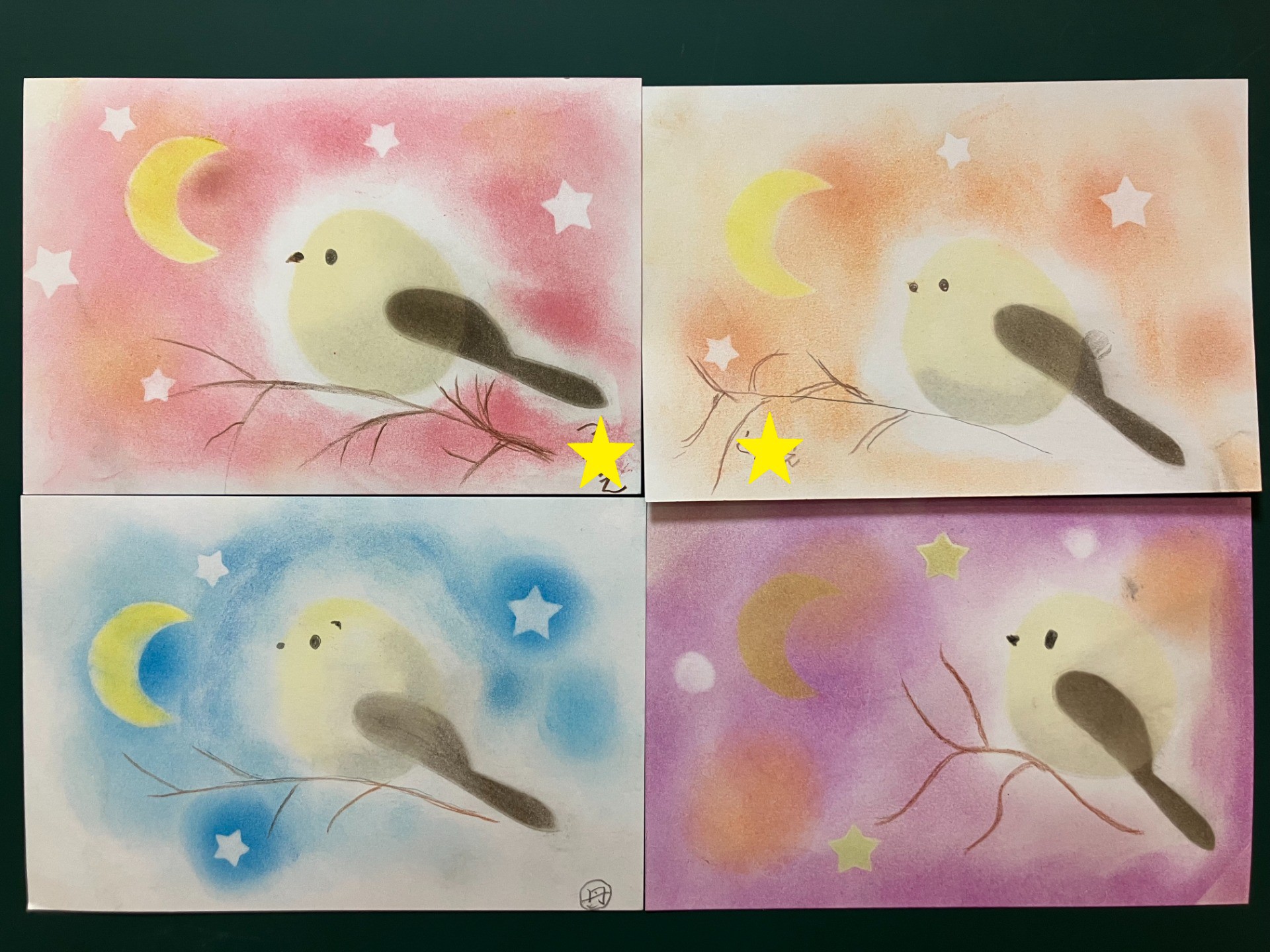 パステルアート講座🌙 月夜のシマエナガ🌛